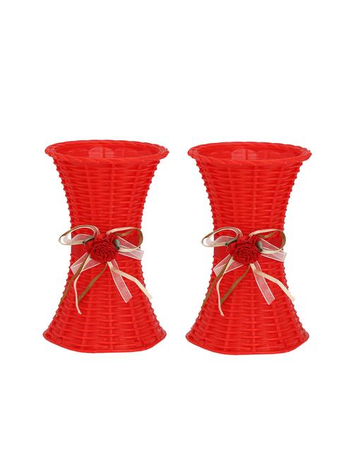 red plastic flower vase hand decorative with new & stylish shape(set of two)-tp39 - 15744607 - Very Small Image - 1