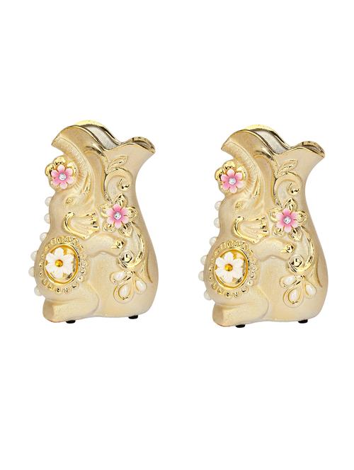 ceramic attractive golden color decorative flower pot in stylish shape(set of four )-tp21 - 15744632 - Very Small Image - 1