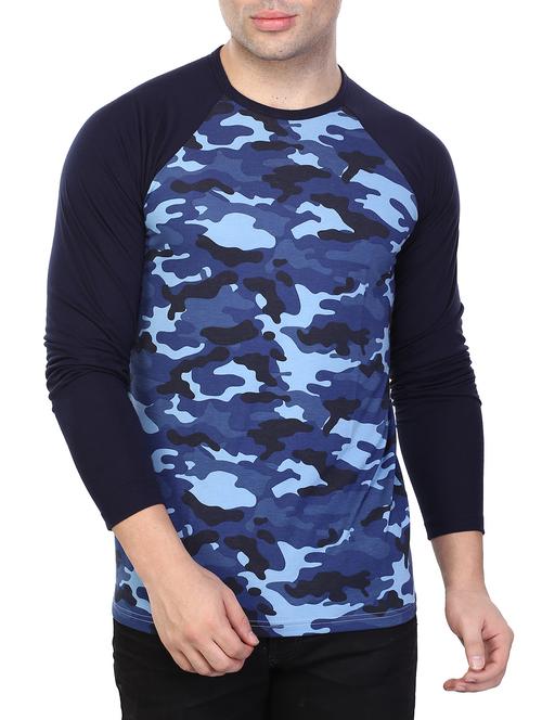 navy blue camouflage camouflage print t-shirt - 15745124 - Very Small Image - 1