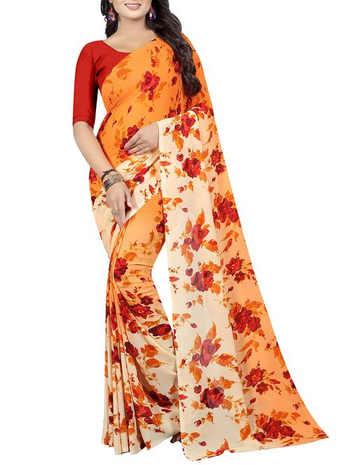 all over floral printed saree with blouse - 15745164 - Very Small Image - 1