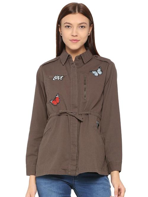 quirky patch drawstring waist jacket - 15745630 - Very Small Image - 1