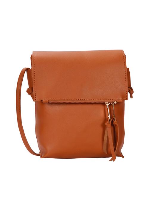 tan leatherette (pu) sling bag - 15746713 - Very Small Image - 1