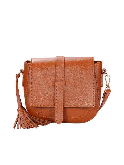 tan leatherette (pu) sling bag - 15746715 - Very Small Image - 1