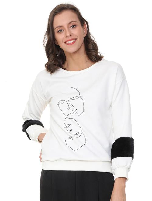 faux fur detail embroidered sweatshirt - 15746801 - Very Small Image - 1