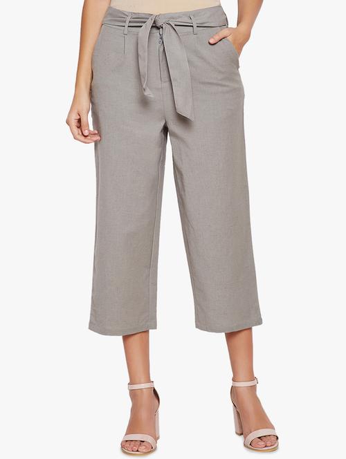 tie up waist crop pant - 15746835 - Very Small Image - 1