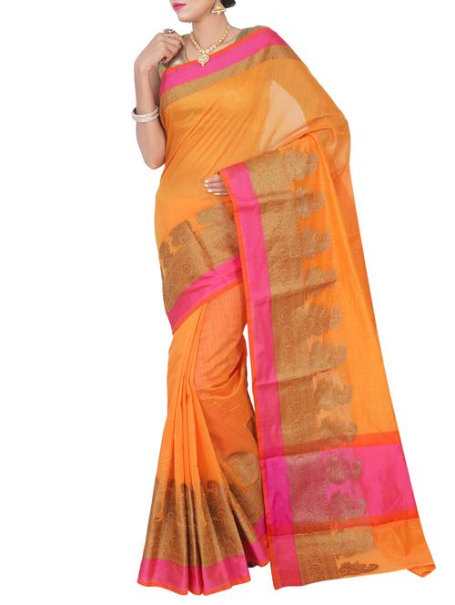 zari bordered banarasi saree with blouse - 15747011 - Very Small Image - 1