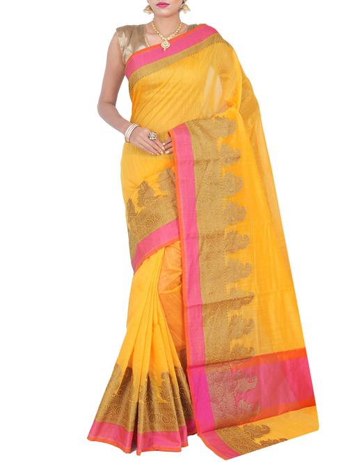 zari bordered banarasi saree with blouse - 15747012 - Very Small Image - 1