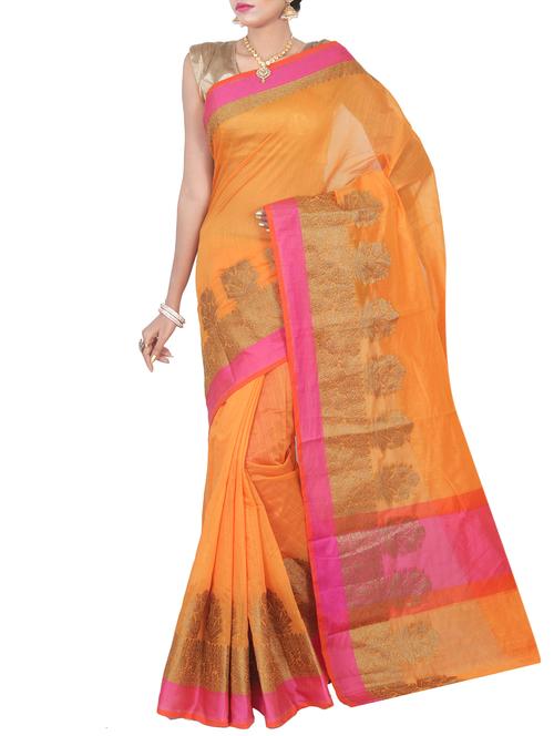 zari bordered banarasi saree with blouse - 15747015 - Very Small Image - 1