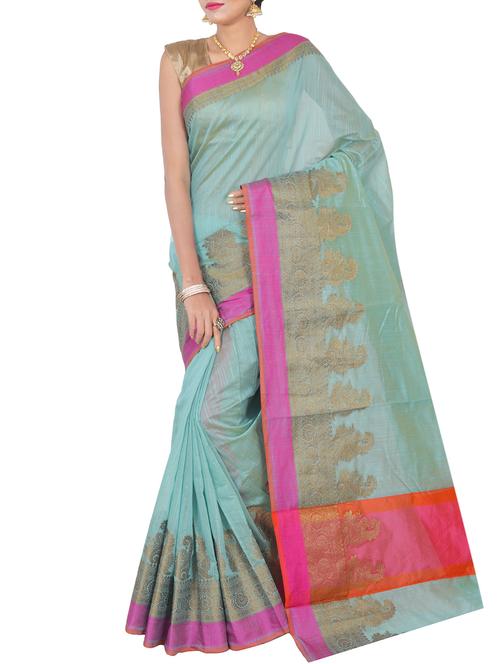 zari bordered banarasi saree with blouse - 15747019 - Very Small Image - 1