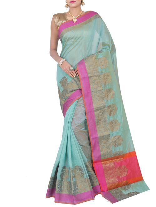 zari bordered banarasi saree with blouse - 15747020 - Very Small Image - 1