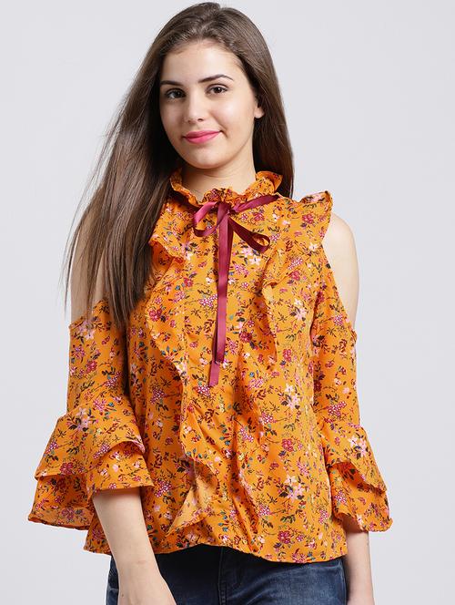 keyhole back floral ruffled top - 15747123 - Very Small Image - 1