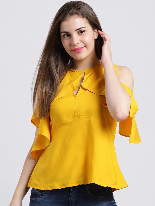 keyhole neck ruffled top - 15747127 - Very Small Image - 1