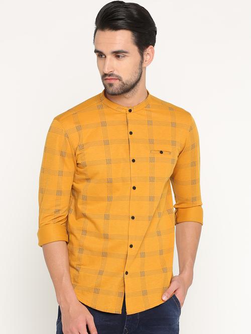 yellow cotton casual shirt - 15747322 - Very Small Image - 1
