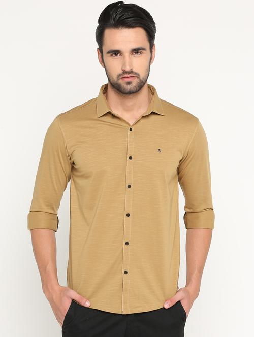 brown cotton casual shirt - 15747367 - Very Small Image - 1