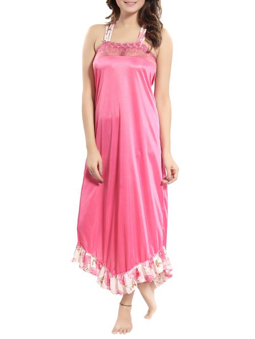 lace trim asymmetric hem nighty - 15748135 - Very Small Image - 1