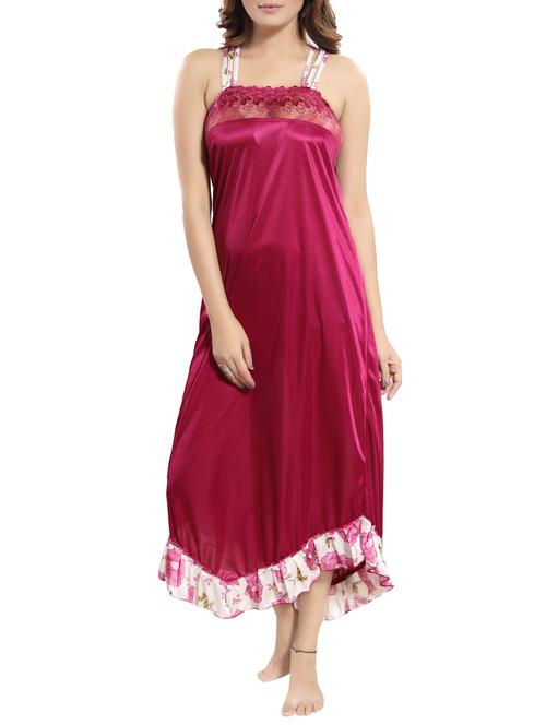lace trim asymmetric hem nighty - 15748136 - Very Small Image - 1