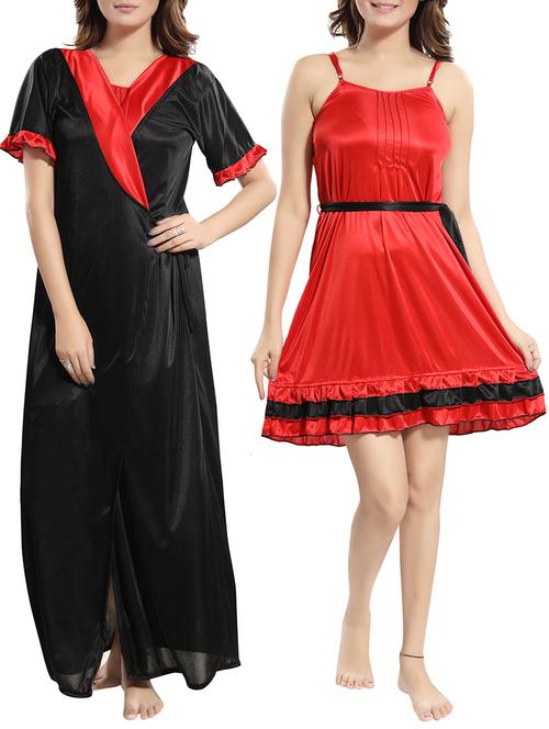 multi colored solid sleepwear robe set - 15748162 - Very Small Image - 1