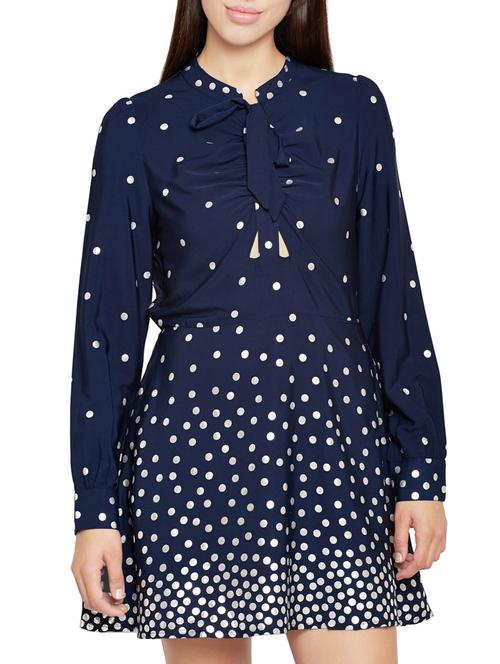 ruched tie up neck a-line dress - 15748712 - Very Small Image - 1