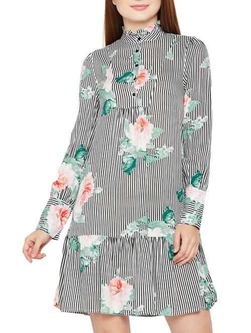 floral striped a-line dress - 15748719 - Very Small Image - 1