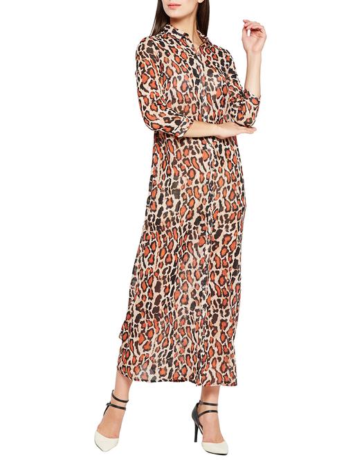 animal print button detail maxi dress - 15748726 - Very Small Image - 1
