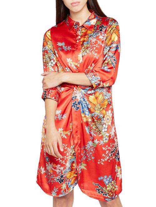 twist detail floral shirt dress - 15748729 - Very Small Image - 1