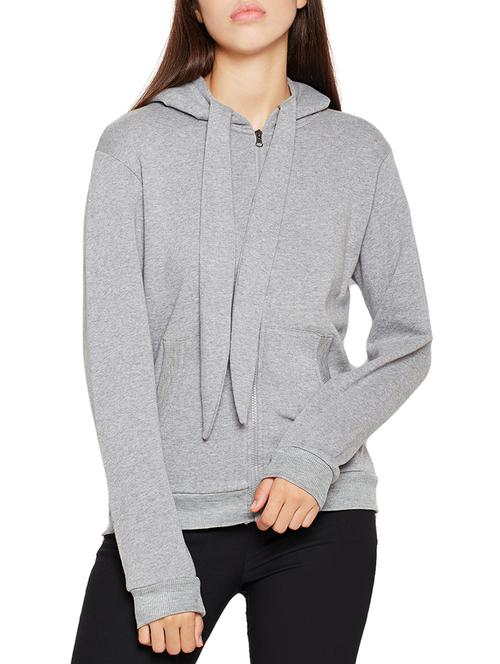 ribbed edge zip up hooded sweatshirt - 15748771 - Very Small Image - 1