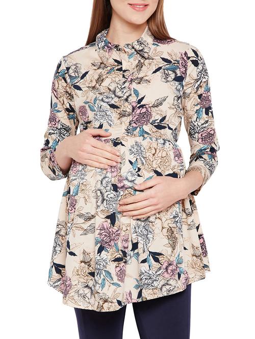 elasticated waist floral maternity wear tunic - 15748788 - Very Small Image - 1