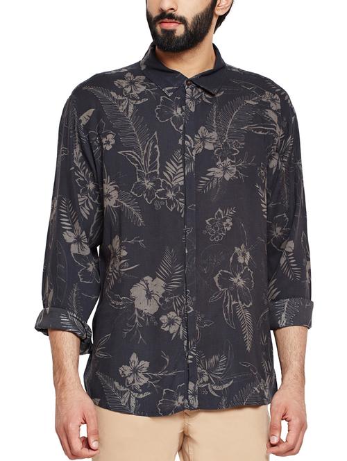 grey floral printed casual shirt - 15748811 - Very Small Image - 1