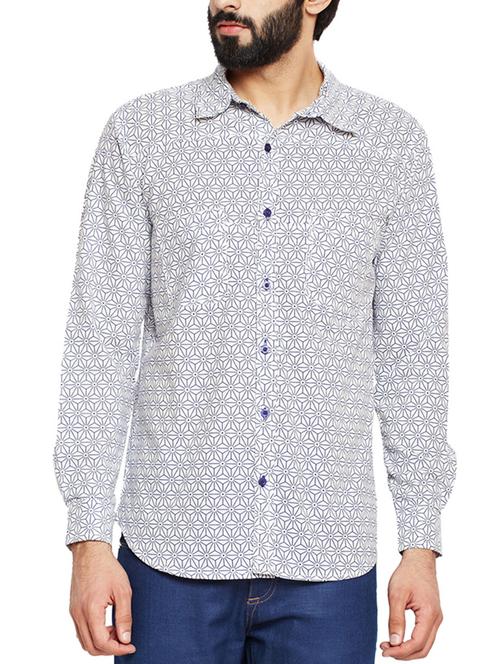 blue geometric printed casual shirt - 15748816 - Very Small Image - 1