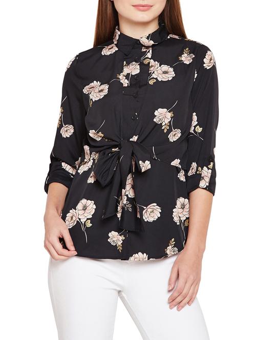 tie up front floral tunic - 15748843 - Very Small Image - 1