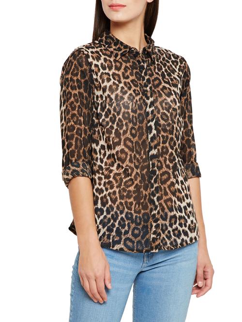 concealed placket animal print shirt - 15748849 - Very Small Image - 1