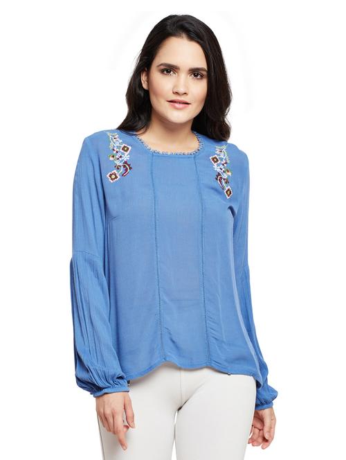 lace insert embroidered top - 15750528 - Very Small Image - 1