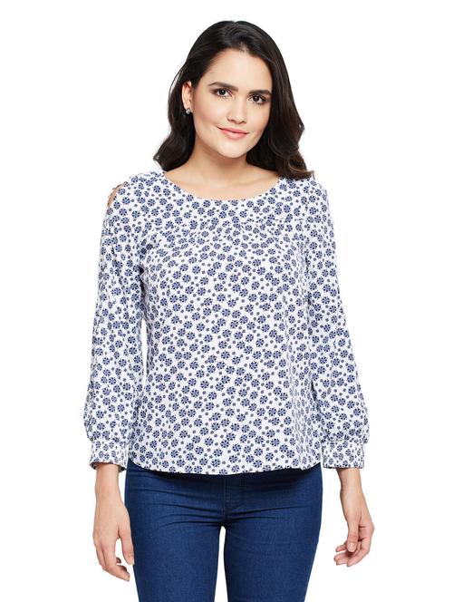 smocked cuff slit sleeved top - 15750530 - Very Small Image - 1