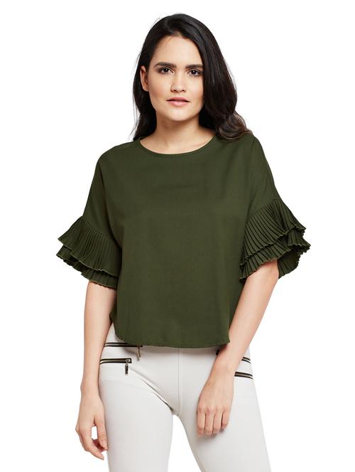 olive green bell sleeved top - 15750535 - Very Small Image - 1
