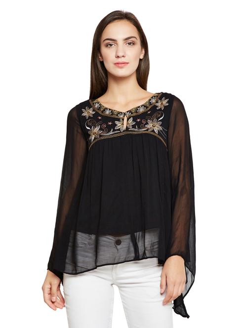 gathered detail embroidered top - 15750558 - Very Small Image - 1