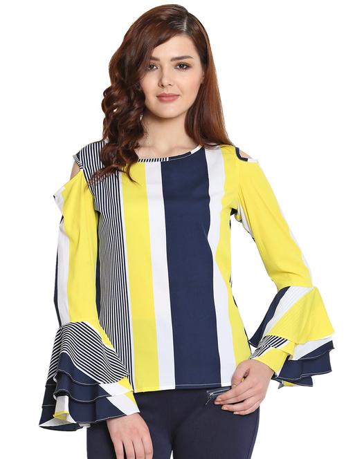 tiered bell sleeved striped top - 15752243 - Very Small Image - 1