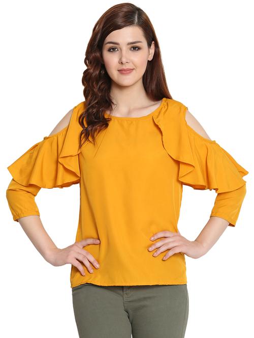 cold shoulder ruffled top - 15752252 - Very Small Image - 1