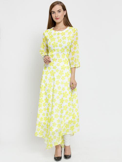 asymmetric floral kurta - 15753287 - Very Small Image - 1