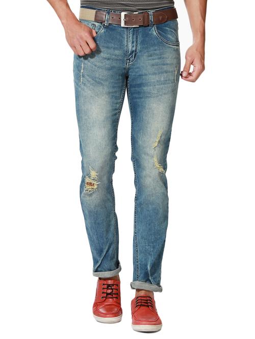 blue cotton blend ripped jeans - 15753482 - Very Small Image - 1