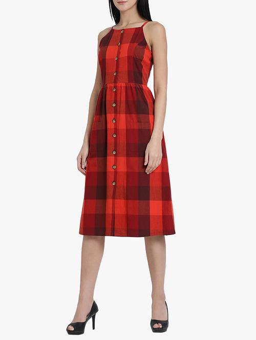 checked button down dress - 15754010 - Very Small Image - 1