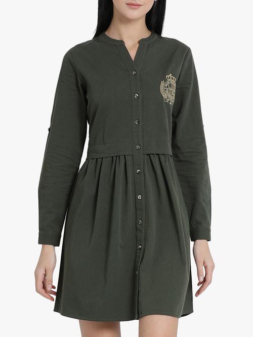 flared button down dress - 15754017 - Very Small Image - 1