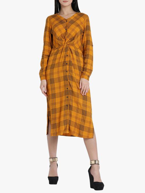 twisted front checked shirt dress - 15754019 - Very Small Image - 1