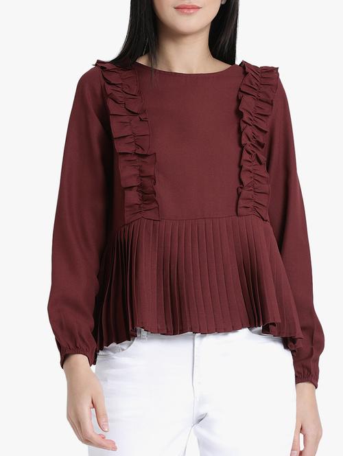 frill detail accordion pleated top - 15754035 - Very Small Image - 1