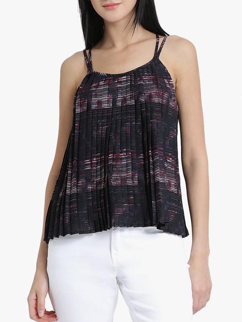 cami neck accordion pleated top - 15754036 - Very Small Image - 1