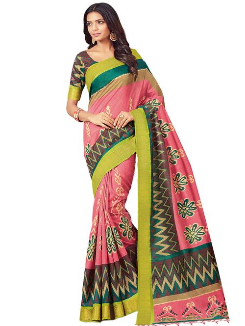 zari bordered printed saree - 15755205 - Very Small Image - 1