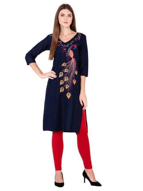 embroidered straight kurta - 15755330 - Very Small Image - 1