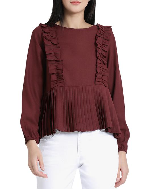 frill detail pleated top - 15755383 - Very Small Image - 1