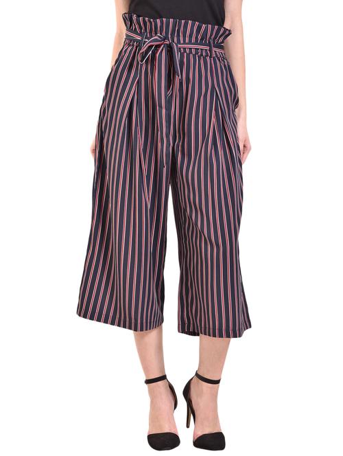 tie-knot waist striped culottes - 15755851 - Very Small Image - 1