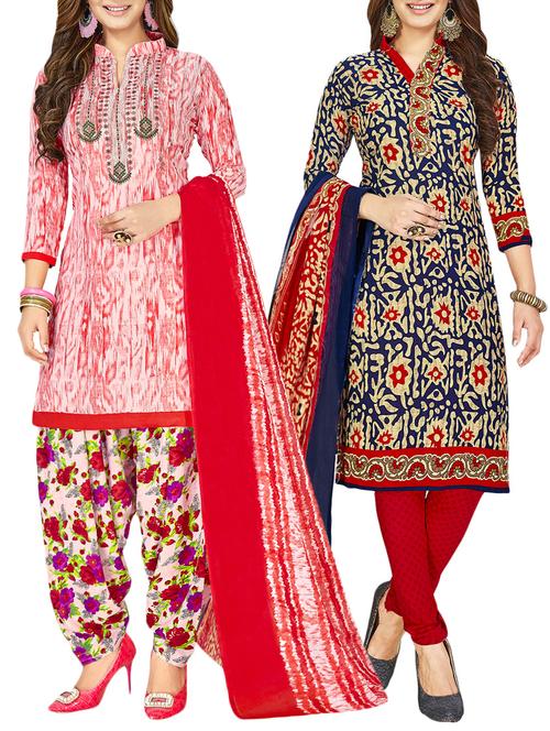 printed unstitched combo suit - 15756049 - Very Small Image - 1