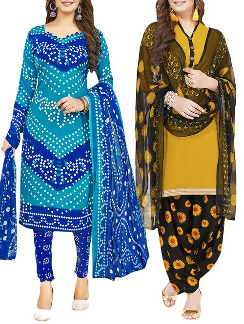 printed unstitched combo suit - 15756073 - Very Small Image - 1